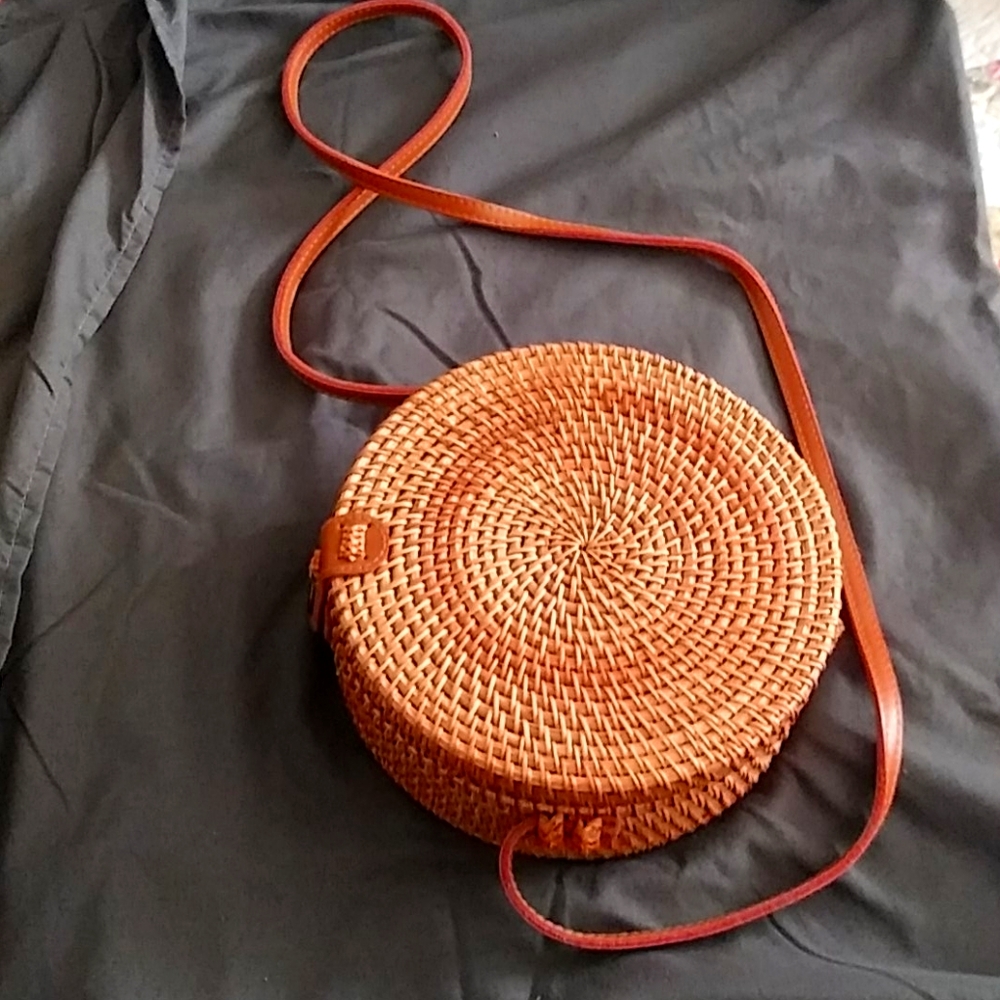 Summer time round straw purse